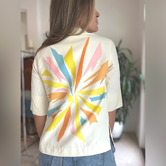 Vintage Tops - Vintage Top Button Down Sunburst Short Sleeve Medium